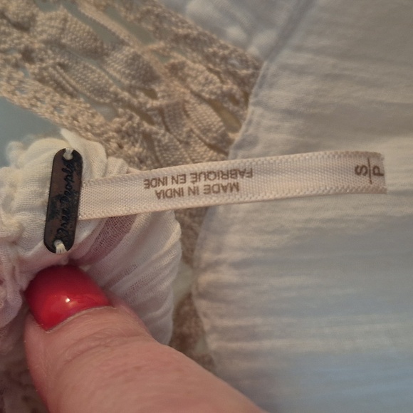 NWOT Free People Boho Festival Gauzy Cotton Dress Crochet Trim Oversized - Picture 6 of 8